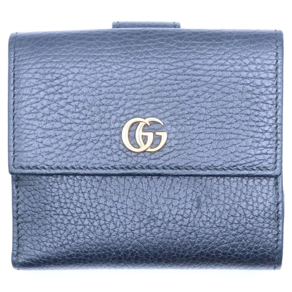 GUCCI GG Marmont Leather Compact Bi fold Wallet Black